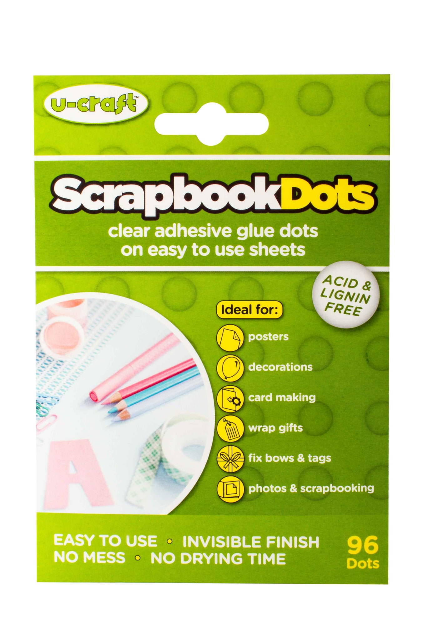 Scrapbook Glue Dots - 96 x thin, permanent dots on perforated